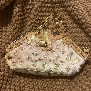 Rare Vintage Louis Vuitton monogram satin pouchette hand bag purse